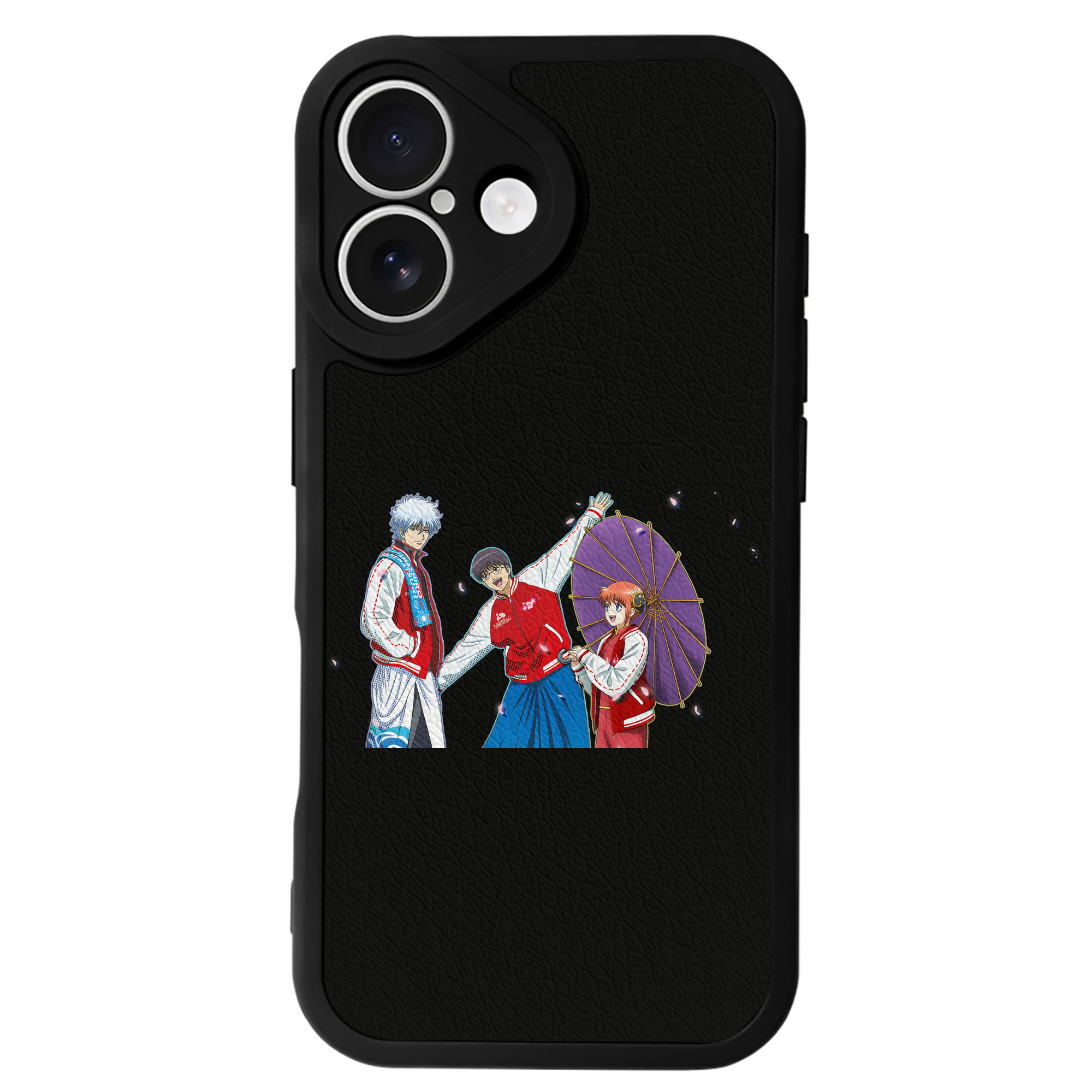 （画像用） ぎんたま 坂田銀時（さかたぎんとき） 神楽 志村新八（しむら しんぱち） GINTAMA Sakata Gintoki Kagura Shimura Shinpachi 【iPhone 16シリーズ対応】シリコンスマホケース（レザー調） 材質：シリコン